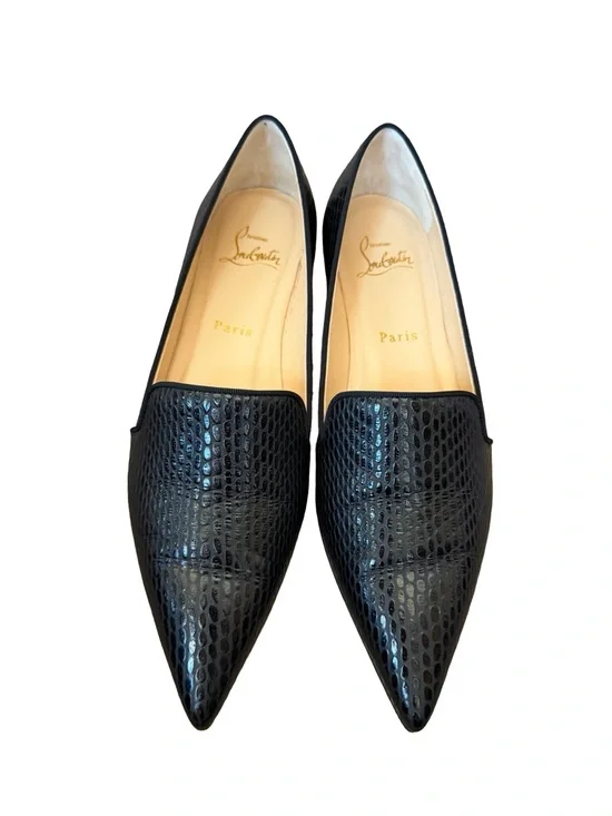 Christian Louboutin Kashasha Lizard Embossed Ballet Flats Black Size 38.5 + Box - Picture 12 of 15